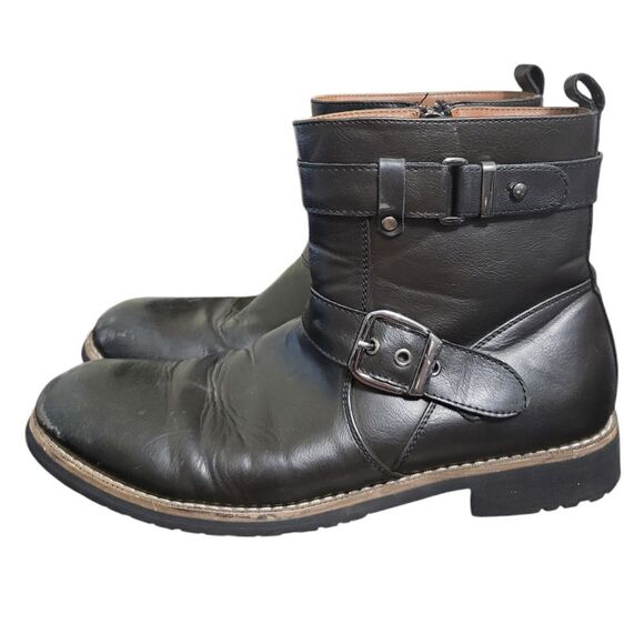 Polar Fox Wyatt Men's Boots Black Zipper Buckle Motorcycle MPX608005 , Size 8 - Picture 8 of 15